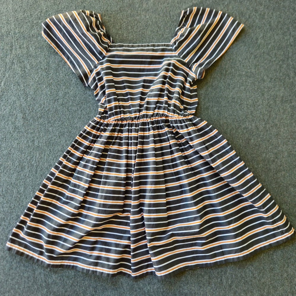 Melrose and Market Girls Square Neck Dress Cotton Sz Medium Classic Nautical EUC